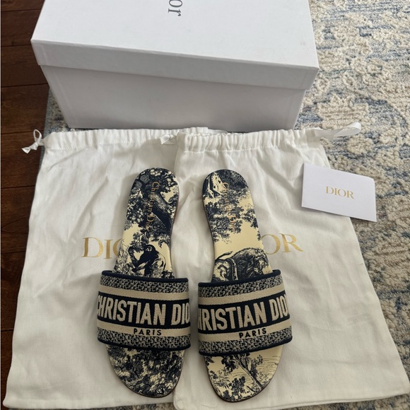 Dior Shoes - Dior Dway Toile de Jouy Slides Sandals | Size 38 | New With Tags + Box